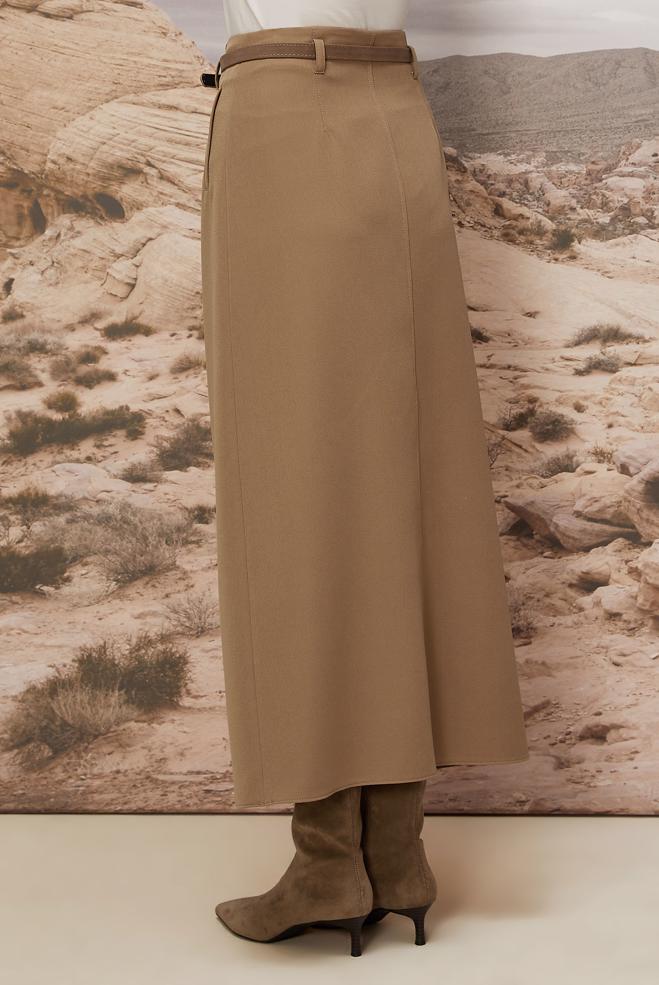 Hijab clothing BEIGE BELTED SKIRT 60705 - ALVİNA