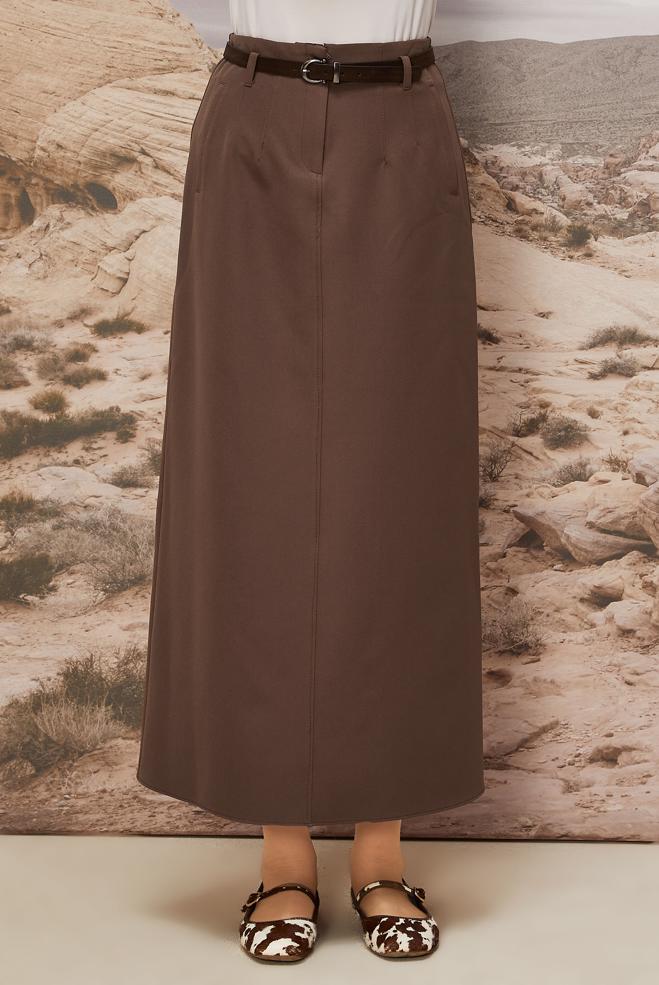 Hijab clothing MINK BELTED SKIRT 60705 - ALVİNA