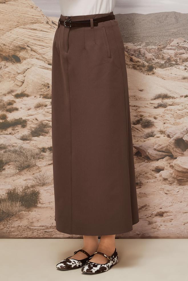 Hijab clothing MINK BELTED SKIRT 60705 - ALVİNA