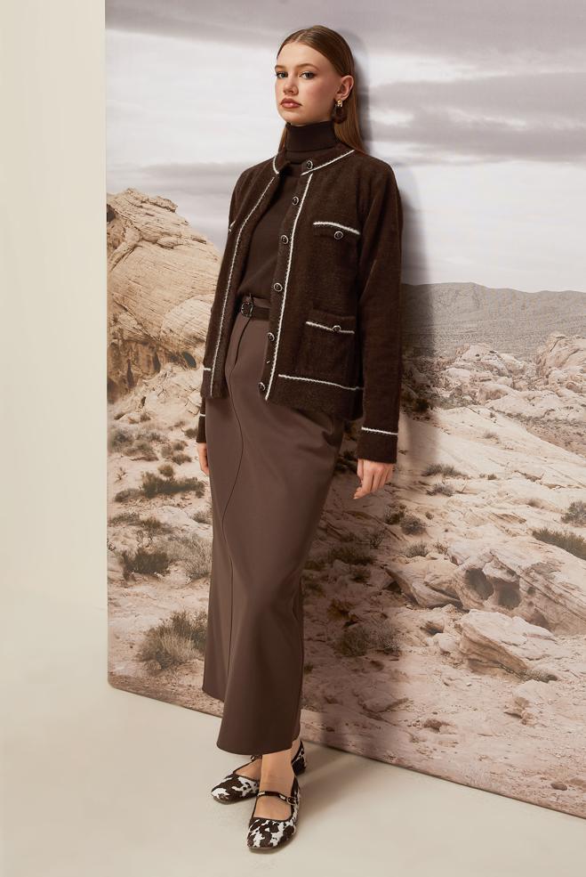 Hijab clothing MINK BELTED SKIRT 60705 - ALVİNA