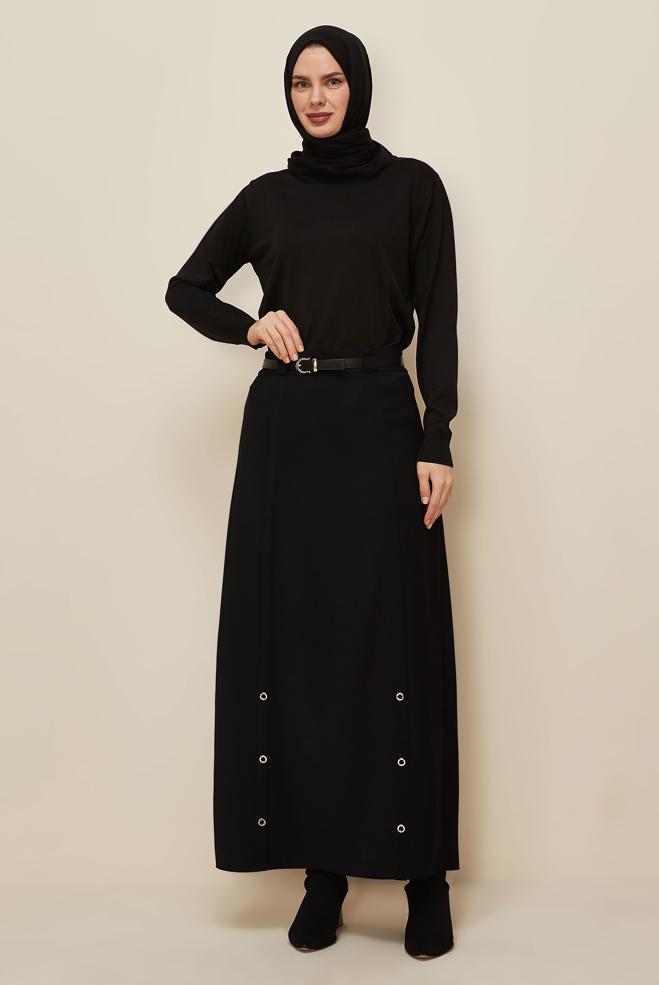 Tesettür giyim SİYAH 60707 12764 ETEK 40-48 TEK38 - ALVİNA