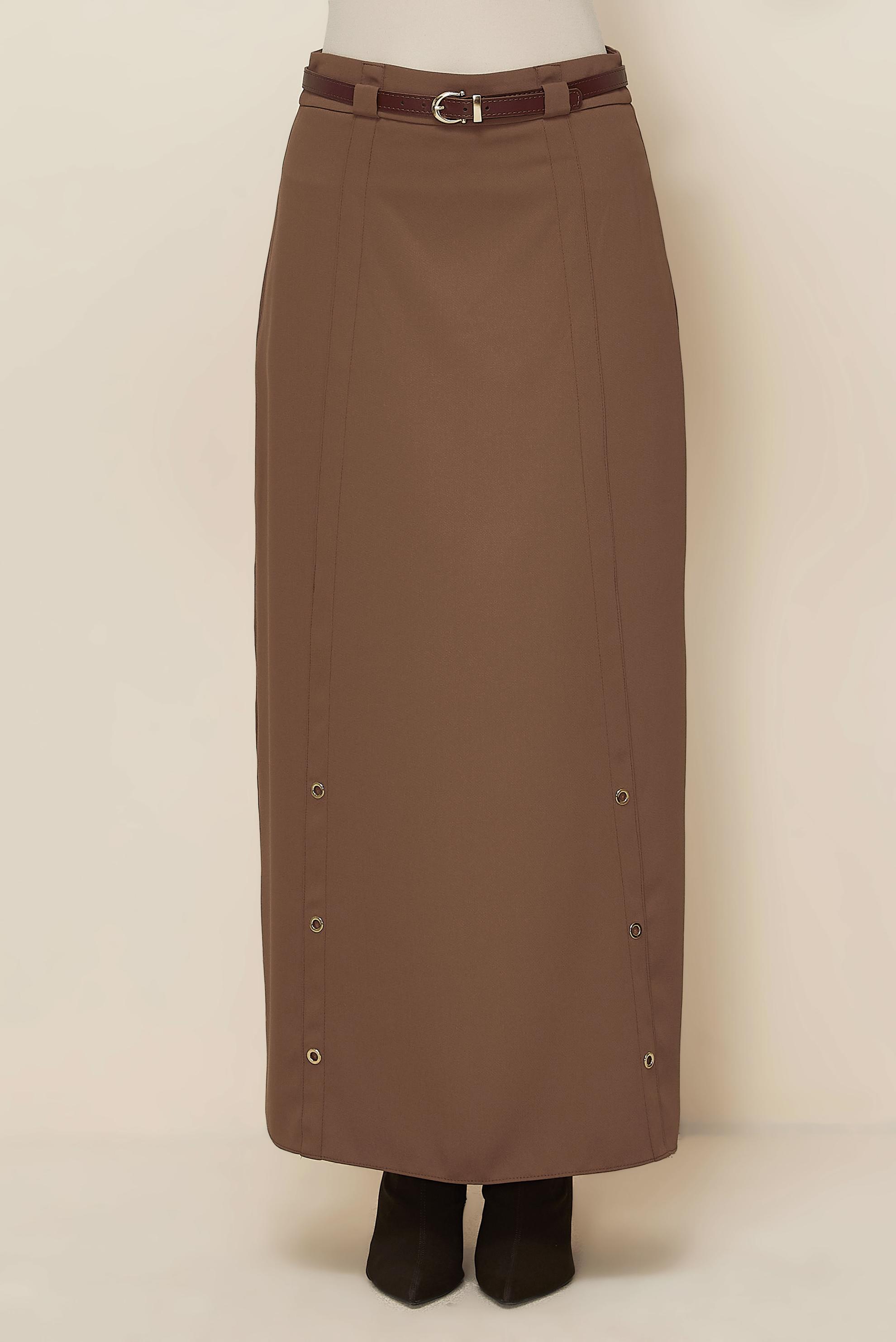 Vêtements hijab BRUN JUPE DÉTAILLÉE À ŒILLETS 60707