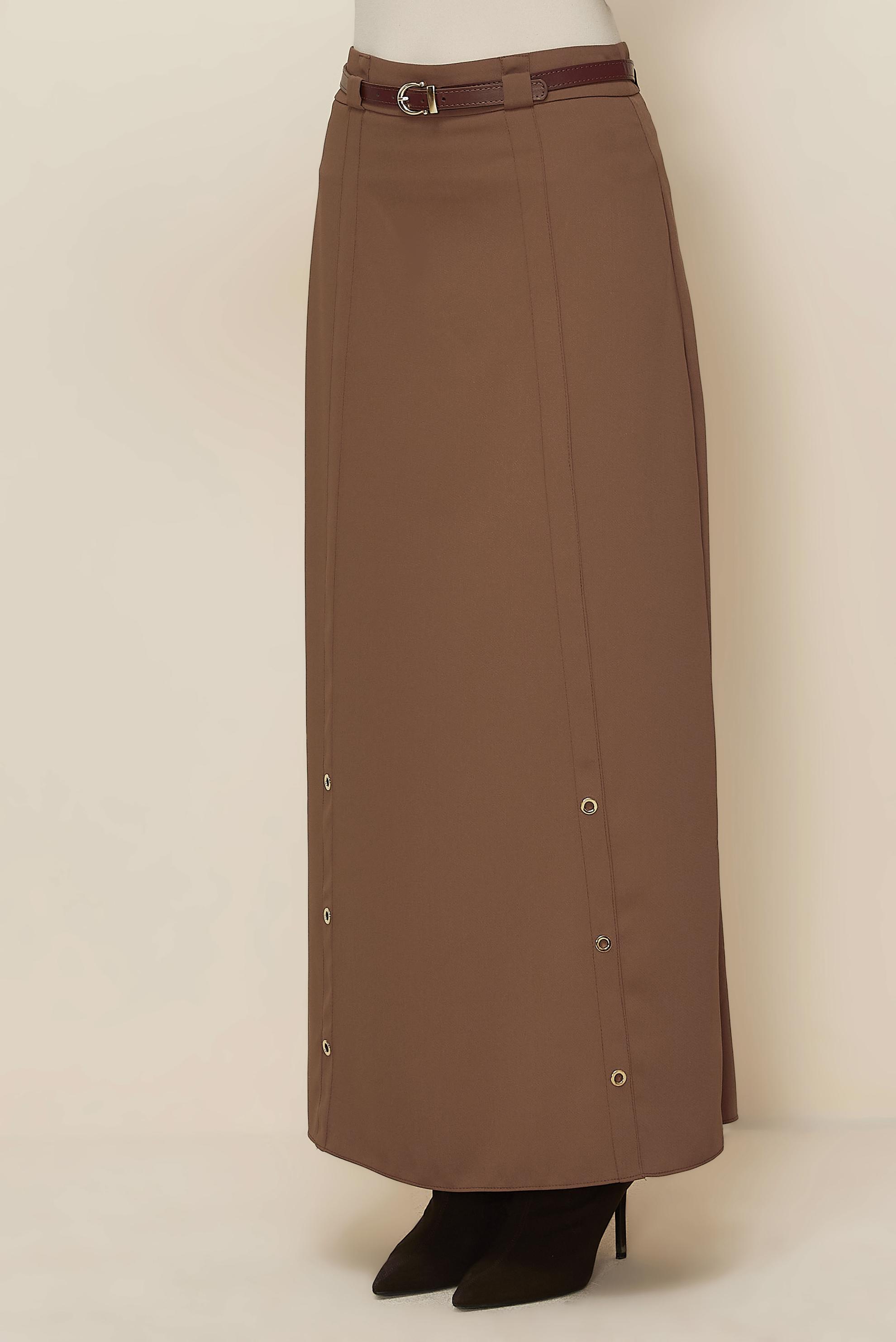 Vêtements hijab BRUN JUPE DÉTAILLÉE À ŒILLETS 60707