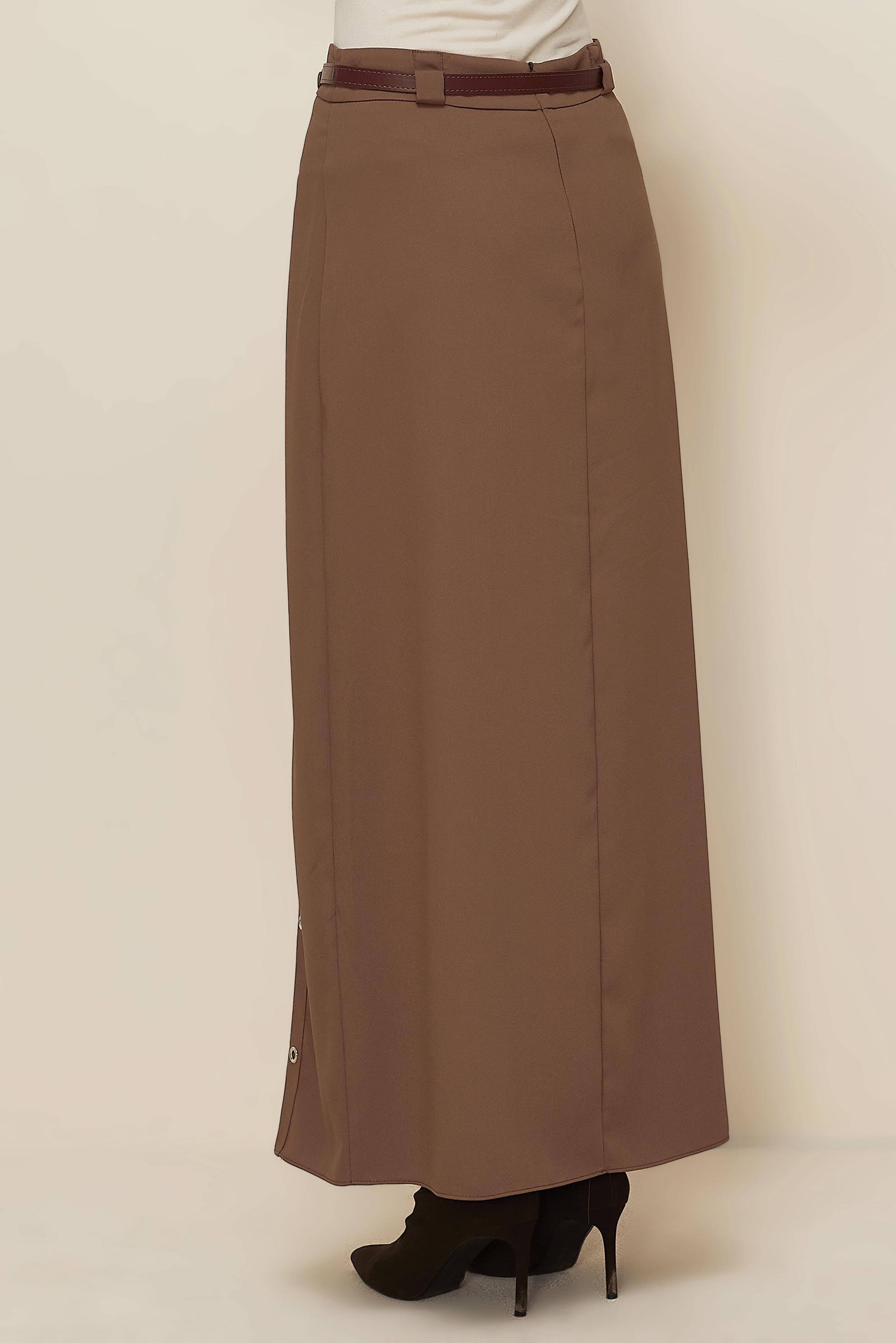 Vêtements hijab BRUN JUPE DÉTAILLÉE À ŒILLETS 60707