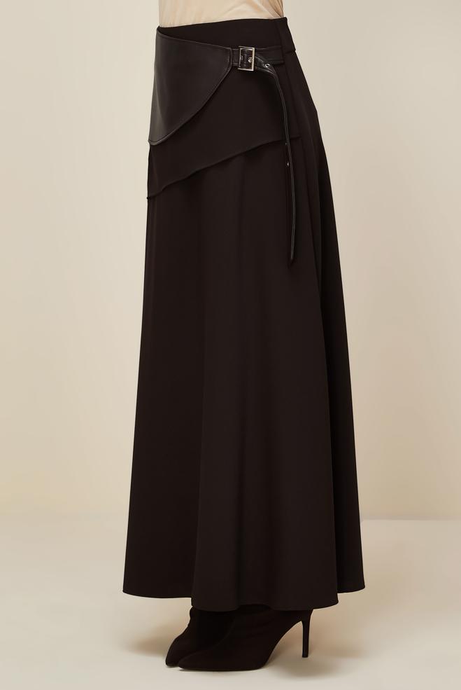 Hijab clothing BROWN BELTED SKIRT 60708 - ALVİNA