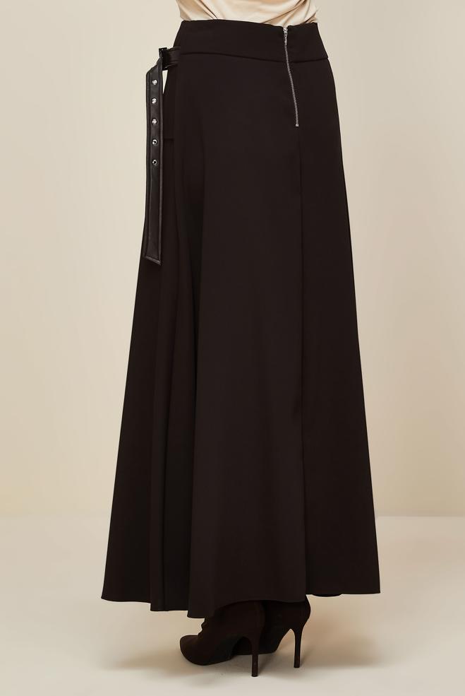 Hijab clothing BROWN BELTED SKIRT 60708 - ALVİNA