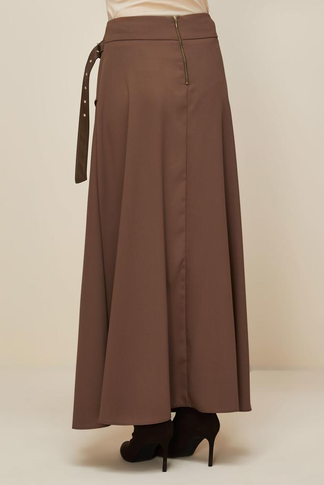 Hijab clothing BROWN BELTED SKIRT 60708 - ALVİNA