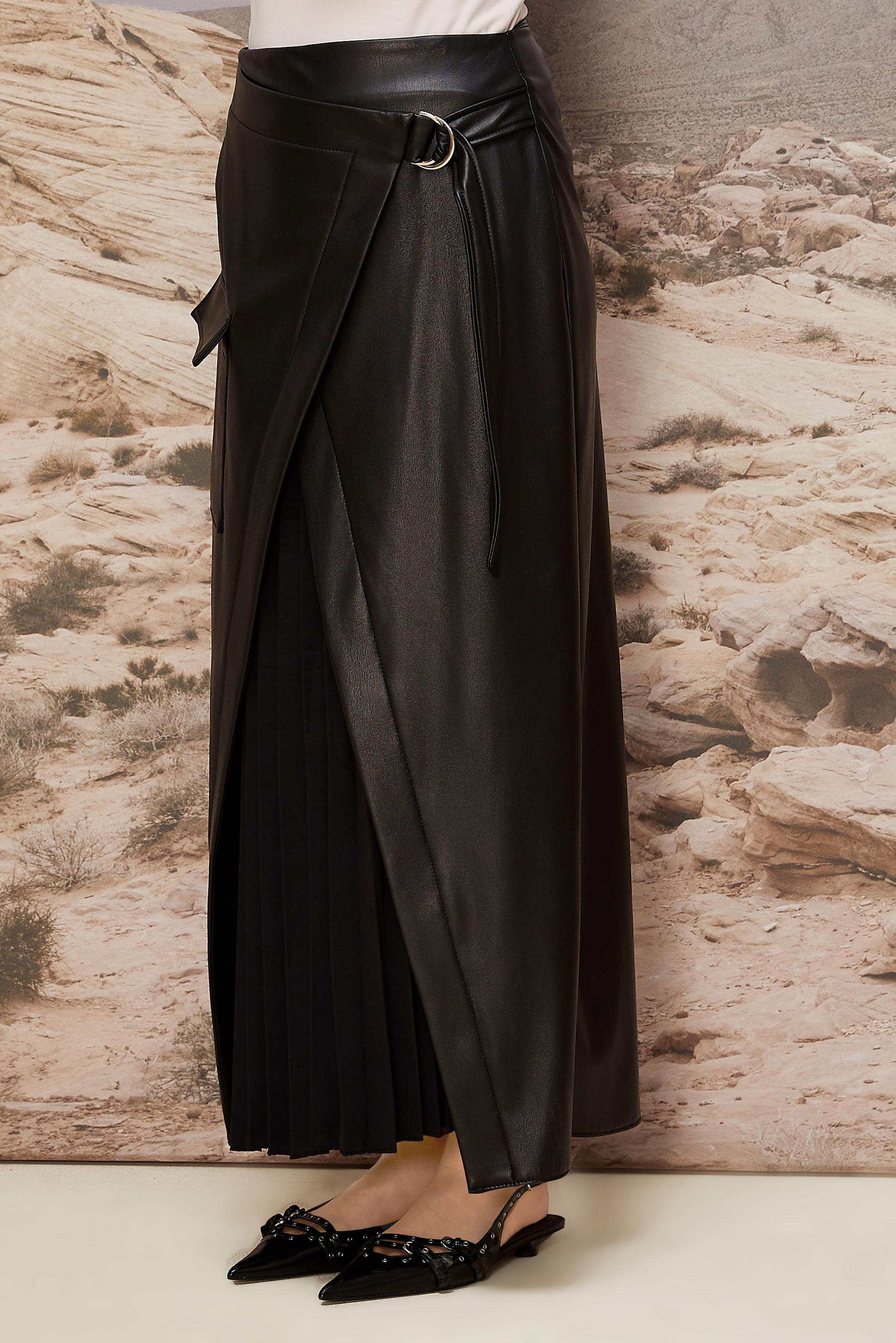 Vêtements hijab NOIR JUPE EN SIMILICUIR 60709