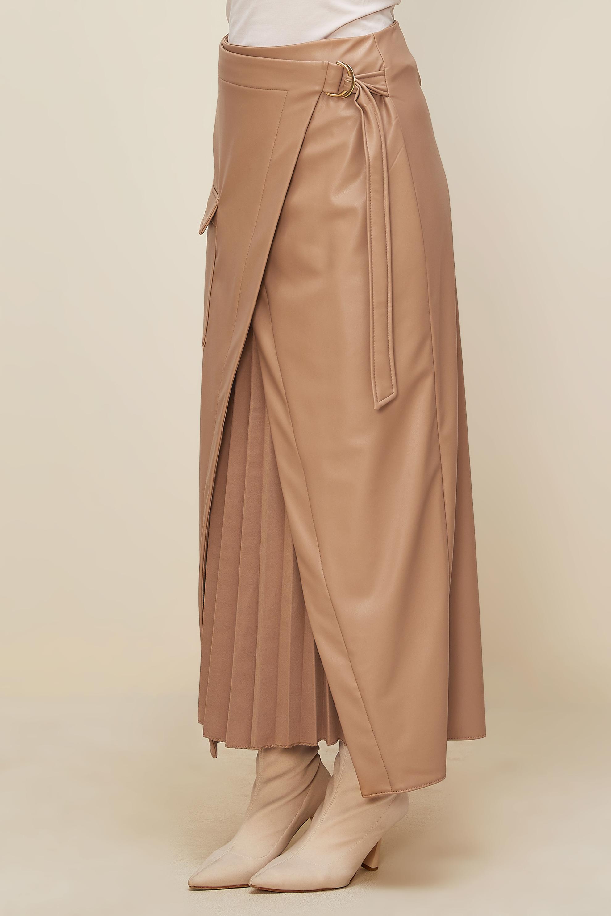 Vêtements hijab BEIGE JUPE EN SIMILICUIR 60709