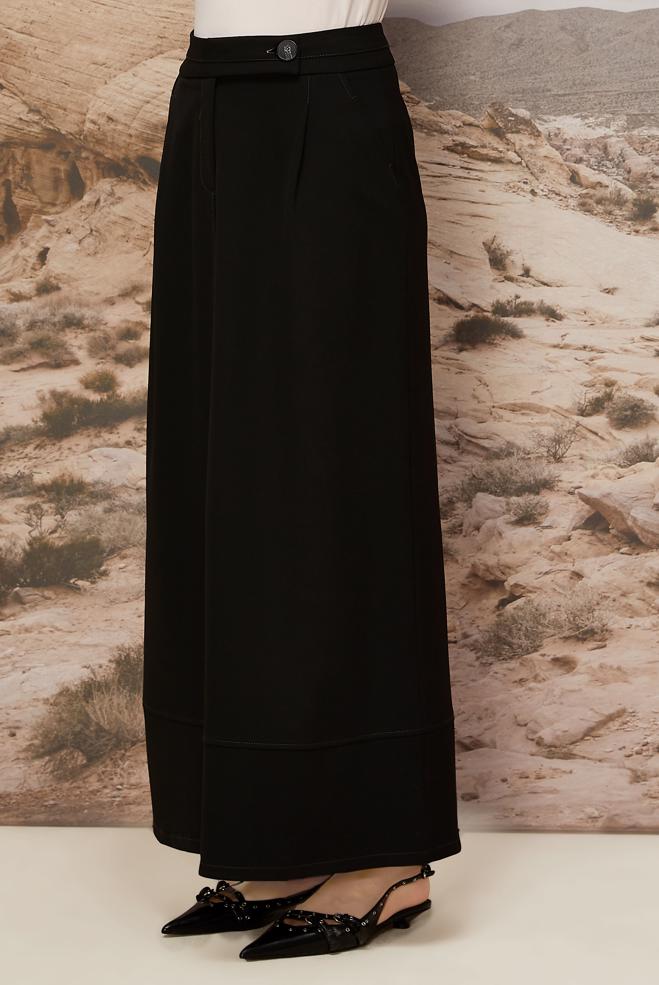 Hijab clothing BLACK BUTTON DETAILED SKIRT 60710 - ALVİNA