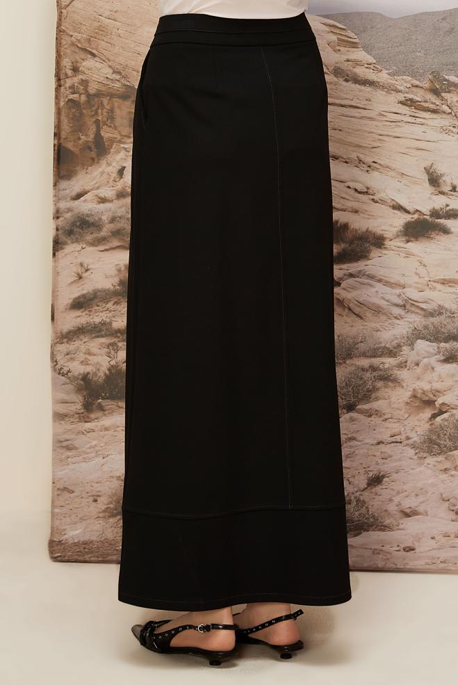 Hijab clothing BLACK BUTTON DETAILED SKIRT 60710 - ALVİNA