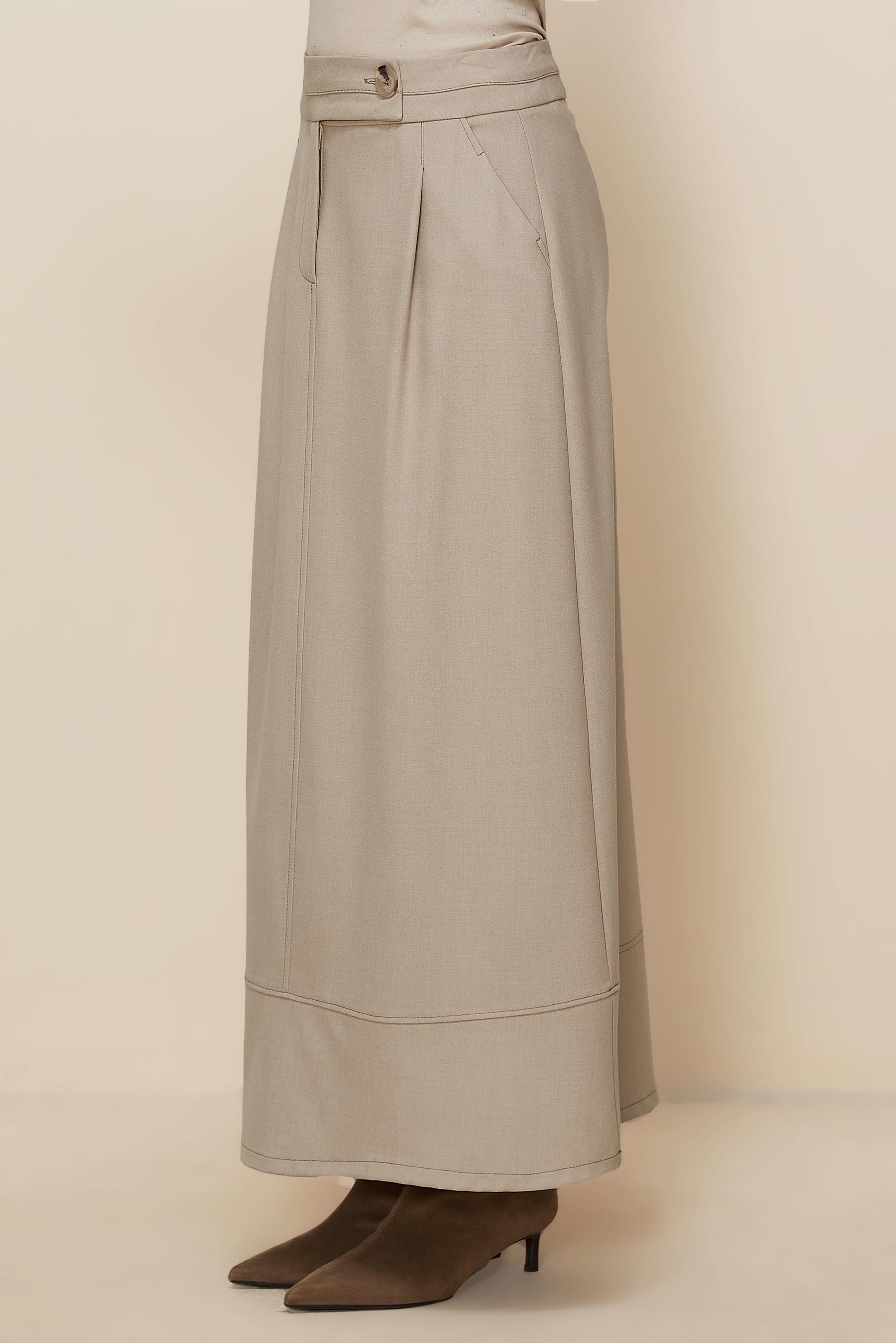 Tesettür giyim BEJ DÜĞMELİ ETEK 60710