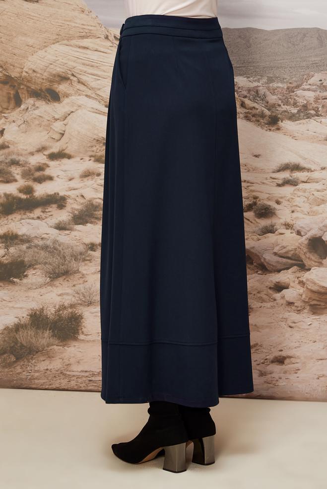 Hijab clothing NAVY BLUE BUTTON DETAILED SKIRT 60710 - ALVİNA