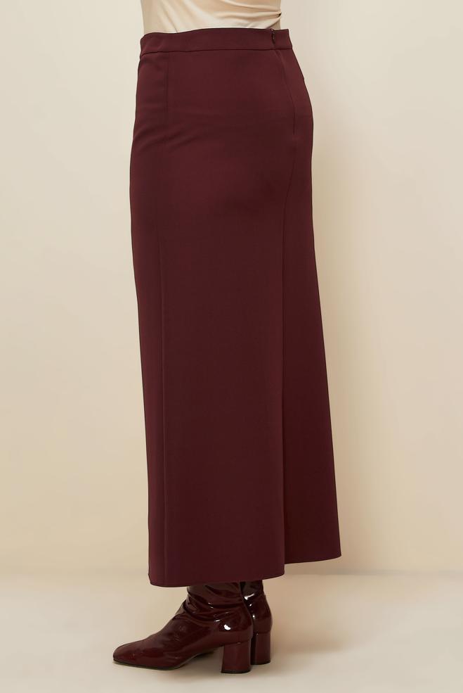 Vêtements hijab ROUGE BORDEAUX JUPE DÉTAILLÉE À GLISSIÈRE 60712 - ALVİNA