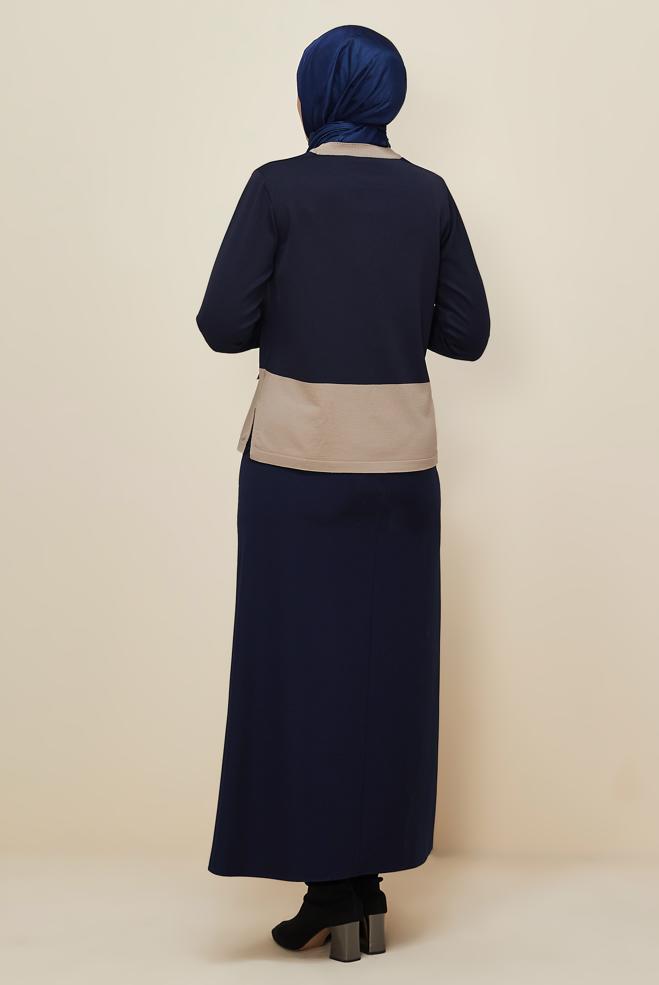 Vêtements hijab BLEU MARINE JUPE DÉTAILLÉE À GLISSIÈRE 60712 - ALVİNA