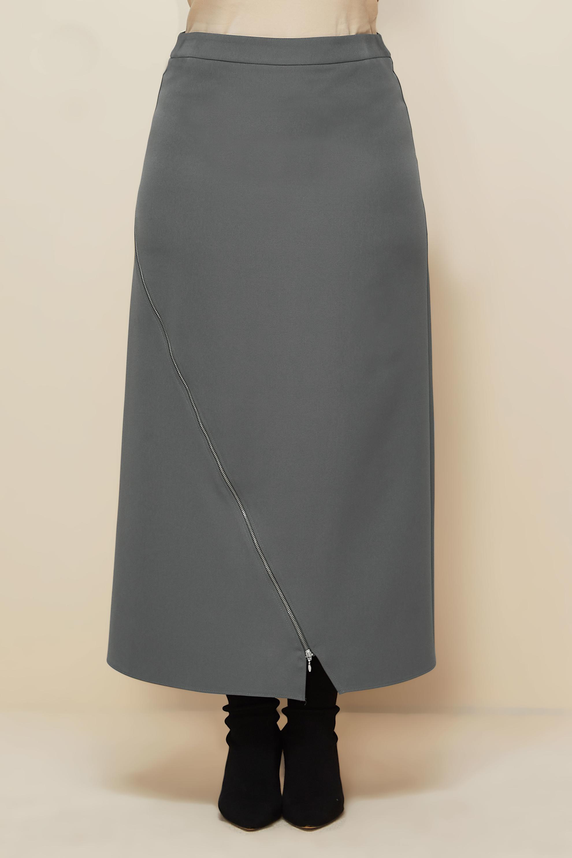 Vêtements hijab GRIS JUPE DÉTAILLÉE À GLISSIÈRE 60712