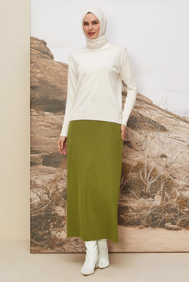 Hijab-Kleidung GRÜN BLEISTIFTROCK 60714 - ALVİNA