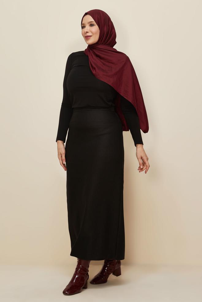 Vêtements hijab NOIR JUPE GRANDE TAILLE 60715 - ALVİNA
