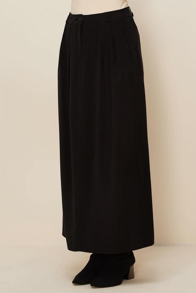 Vêtements hijab NOIR JUPE TRAPÈZE 60717 - ALVİNA