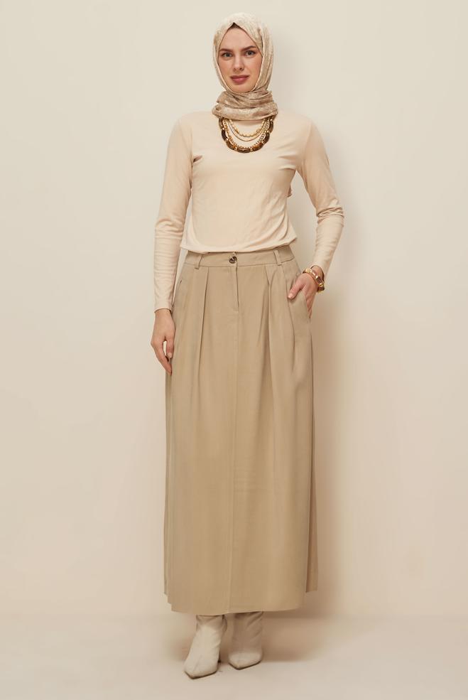 Vêtements hijab BRUN JUPE TRAPÈZE 60717 - ALVİNA