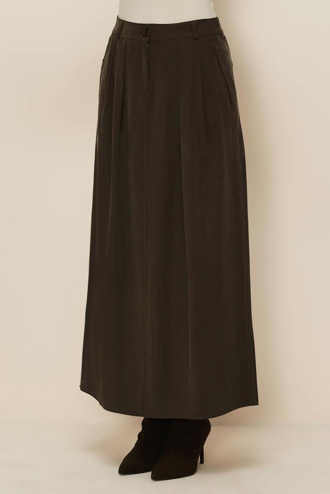 Vêtements hijab BRUN JUPE TRAPÈZE 60717 - ALVİNA