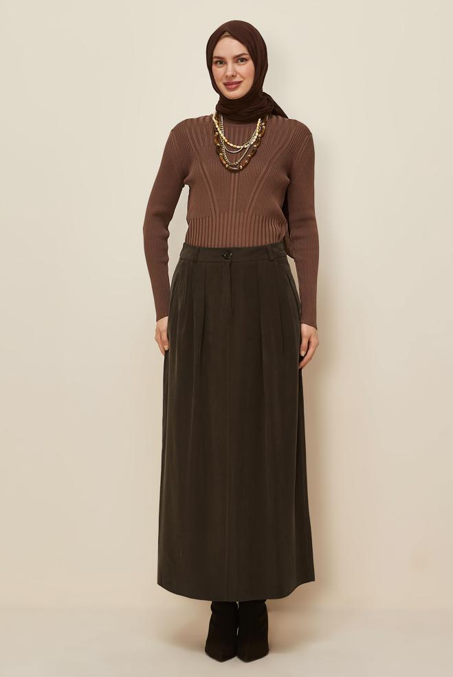 Vêtements hijab BRUN JUPE TRAPÈZE 60717 - ALVİNA