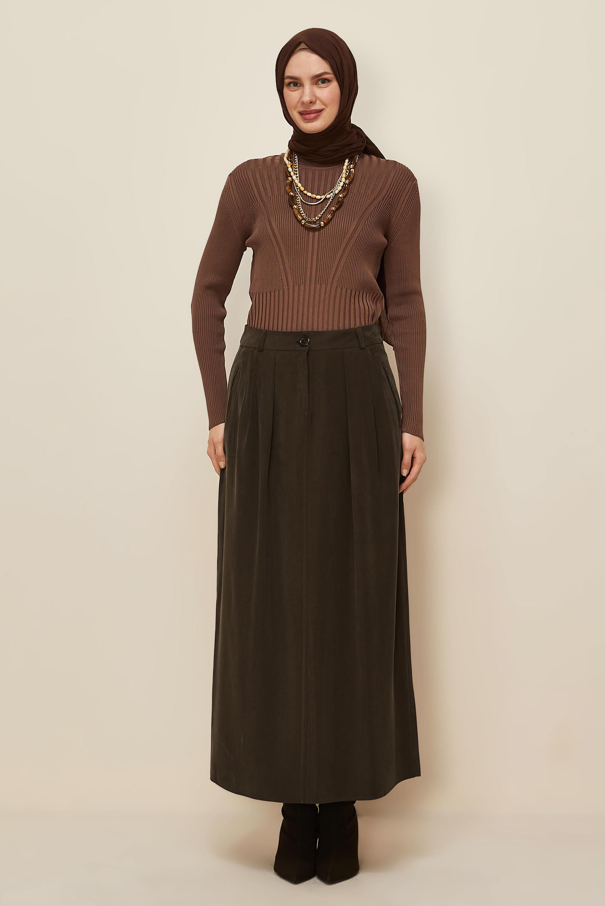 Vêtements hijab BRUN JUPE TRAPÈZE 60717