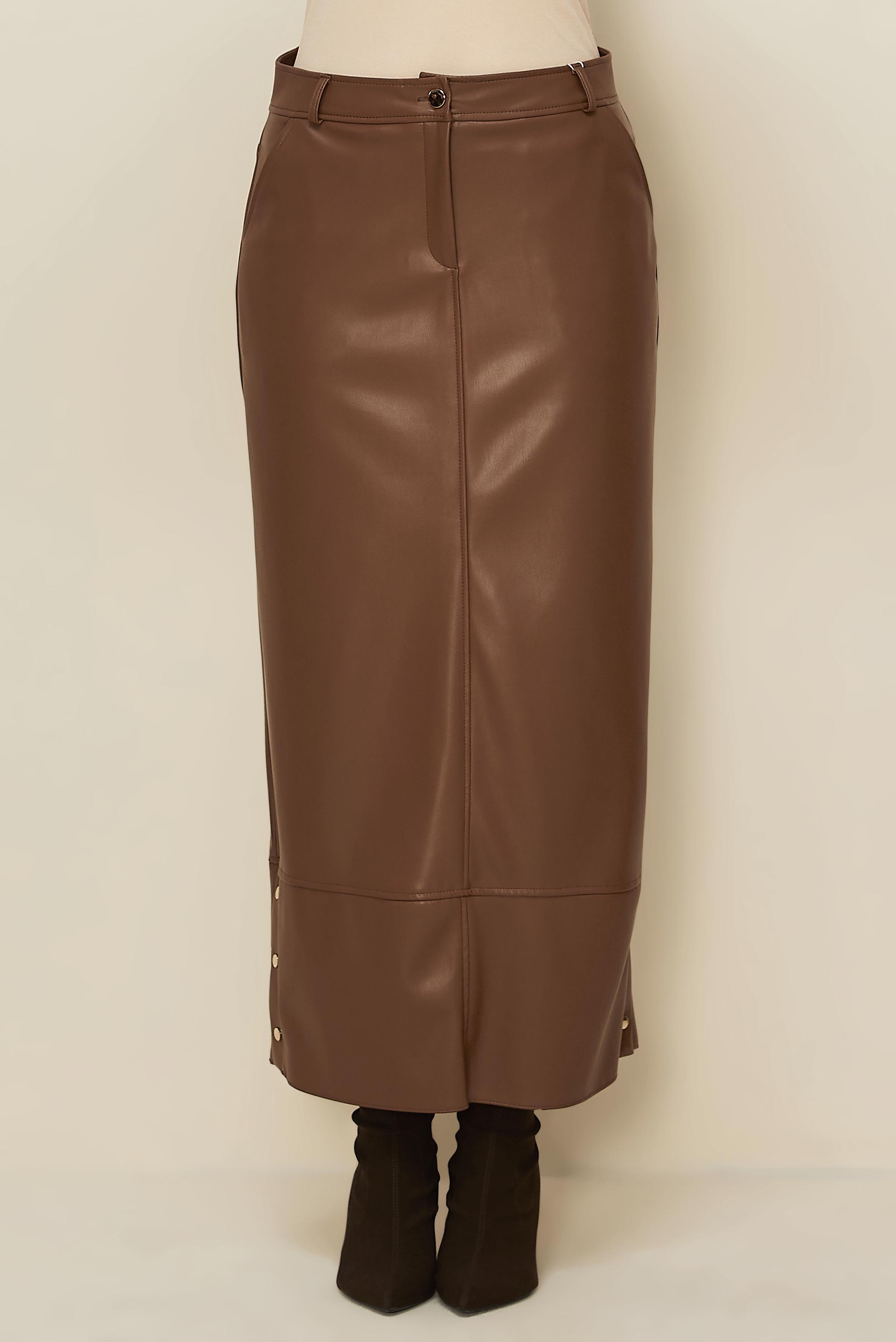 Hijab clothing TABA SNAPPED FAUX-LEATHER SKIRT 60718