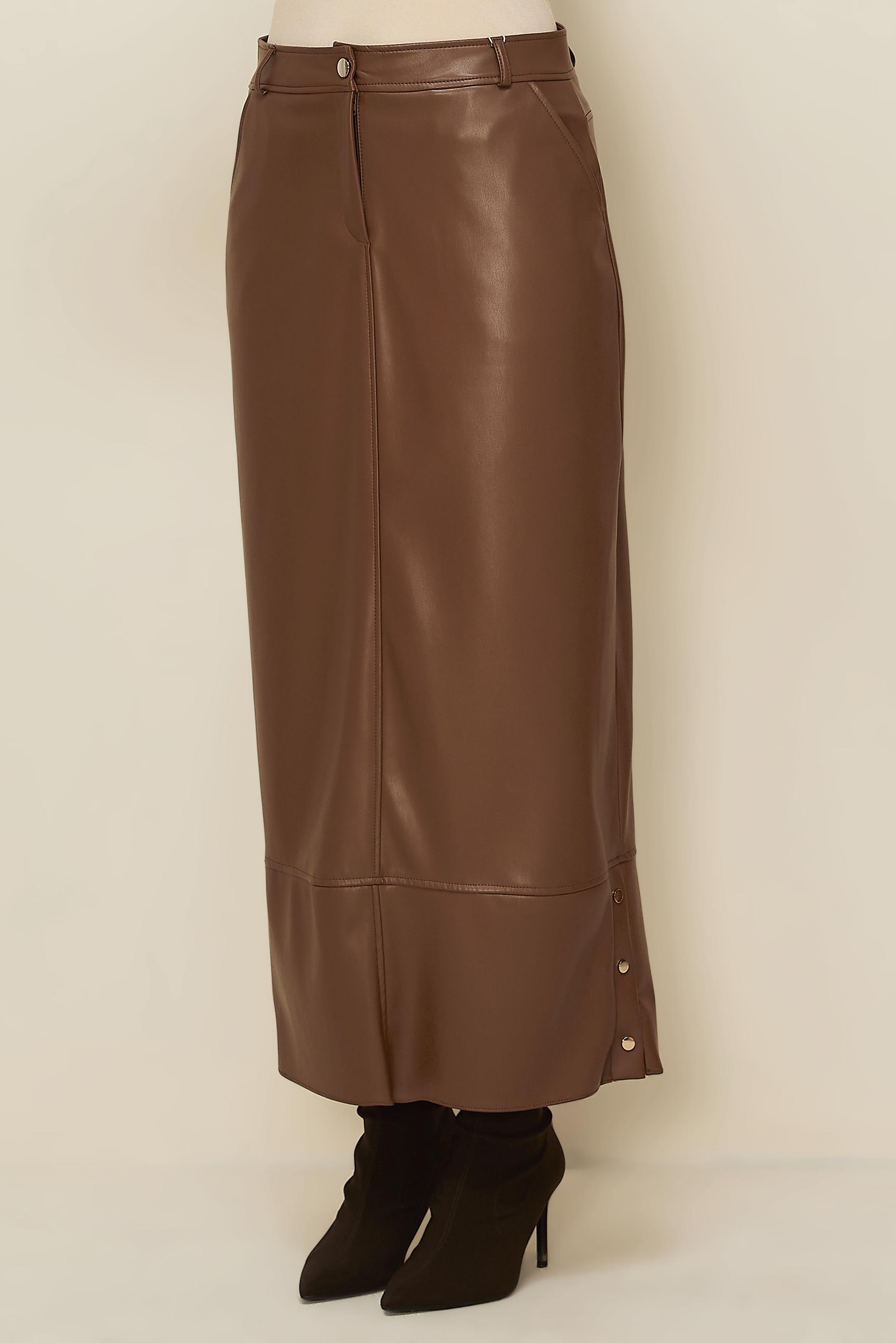 Hijab clothing TABA SNAPPED FAUX-LEATHER SKIRT 60718