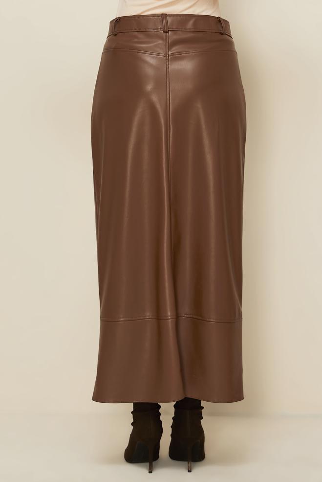 Hijab clothing TABA SNAPPED FAUX-LEATHER SKIRT 60718 - ALVİNA