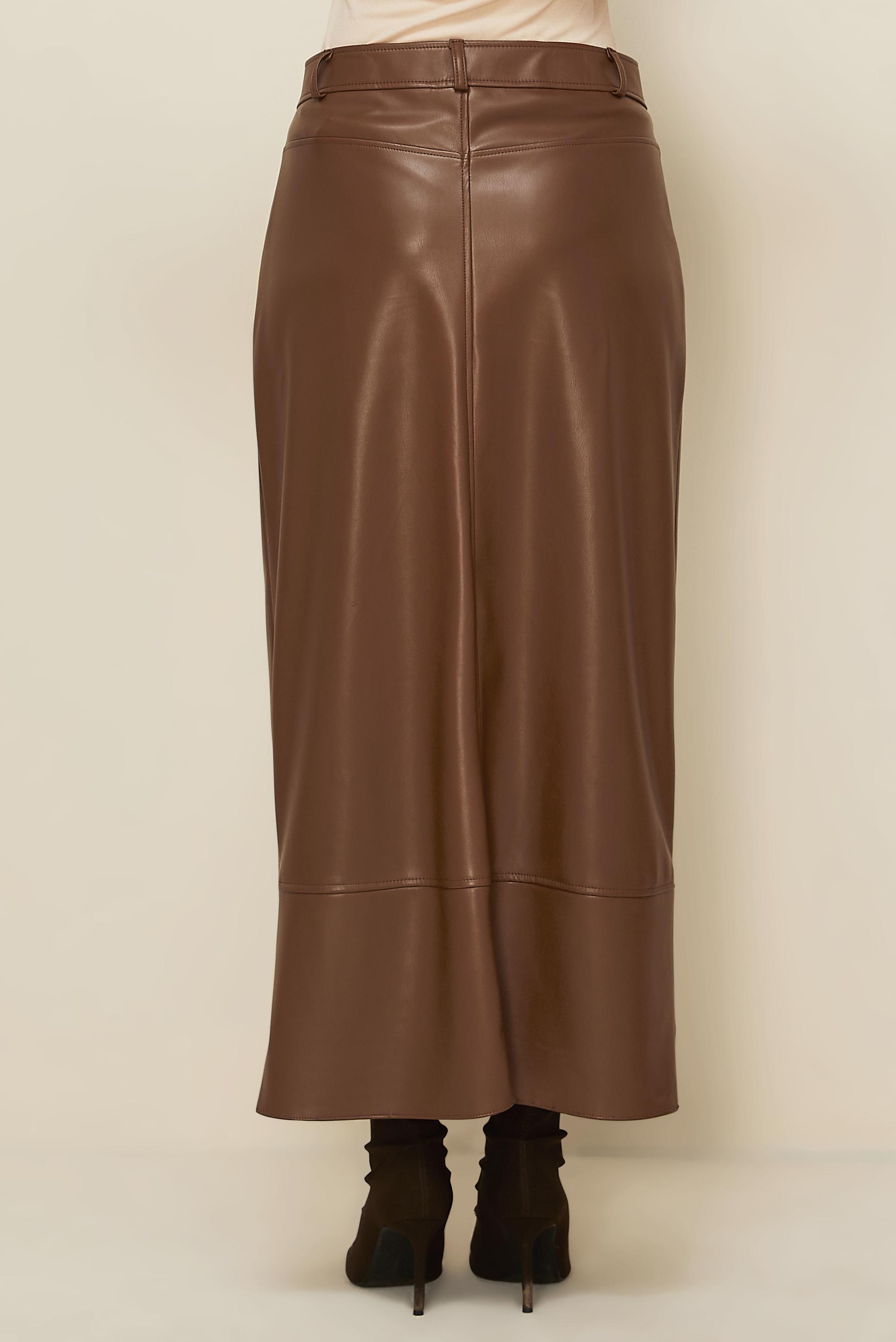 Hijab clothing TABA SNAPPED FAUX-LEATHER SKIRT 60718