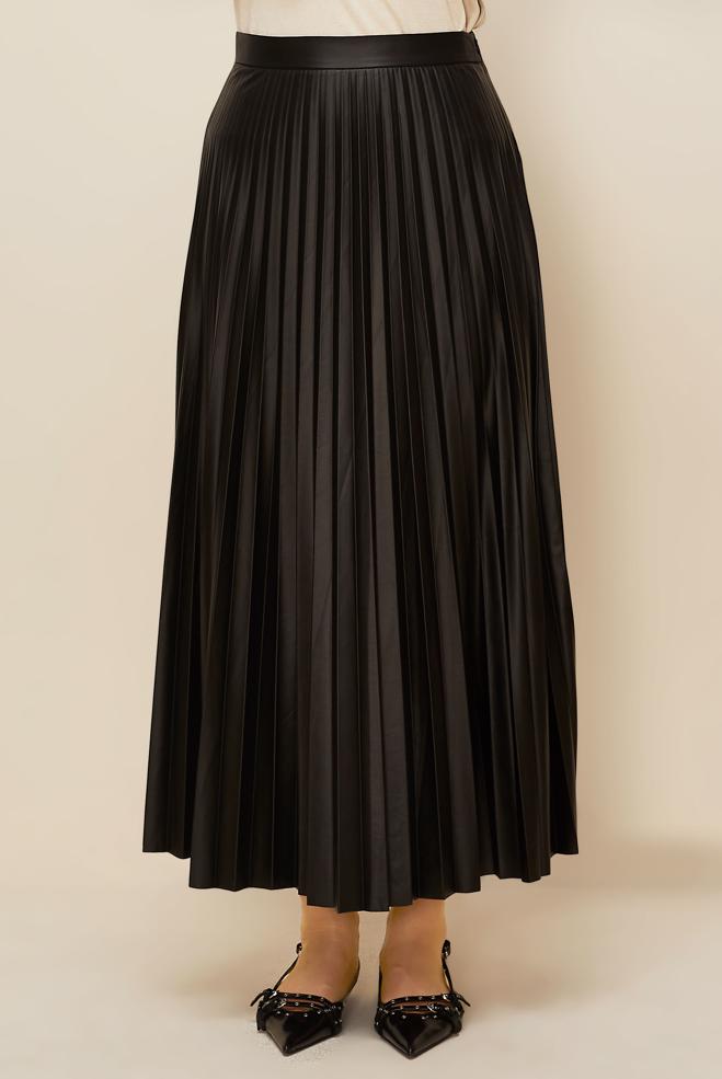 Tesettür giyim SİYAH PİLİSELİ ETEK 60723 - ALVİNA