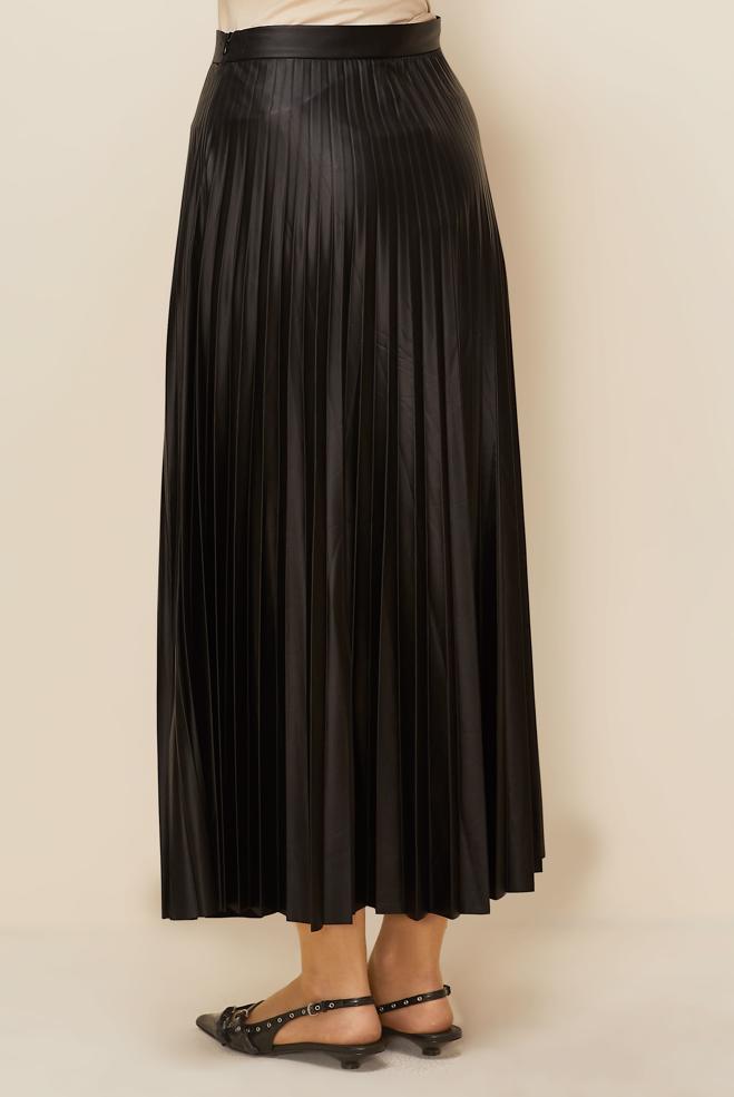 Tesettür giyim SİYAH PİLİSELİ ETEK 60723 - ALVİNA