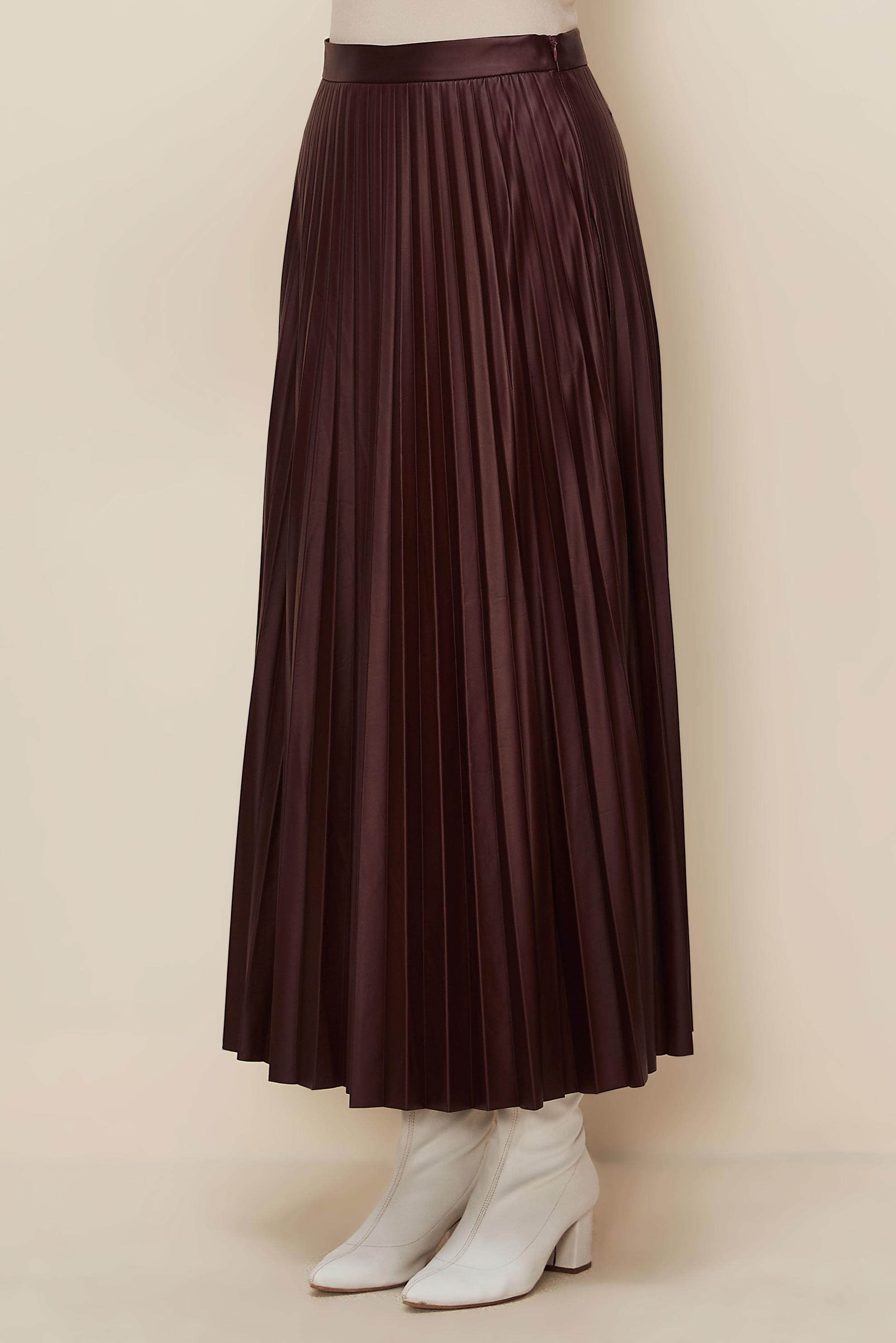 Tesettür giyim BORDO PİLİSELİ ETEK 60723