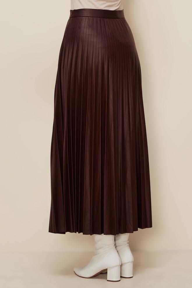 Tesettür giyim BORDO PİLİSELİ ETEK 60723 - ALVİNA