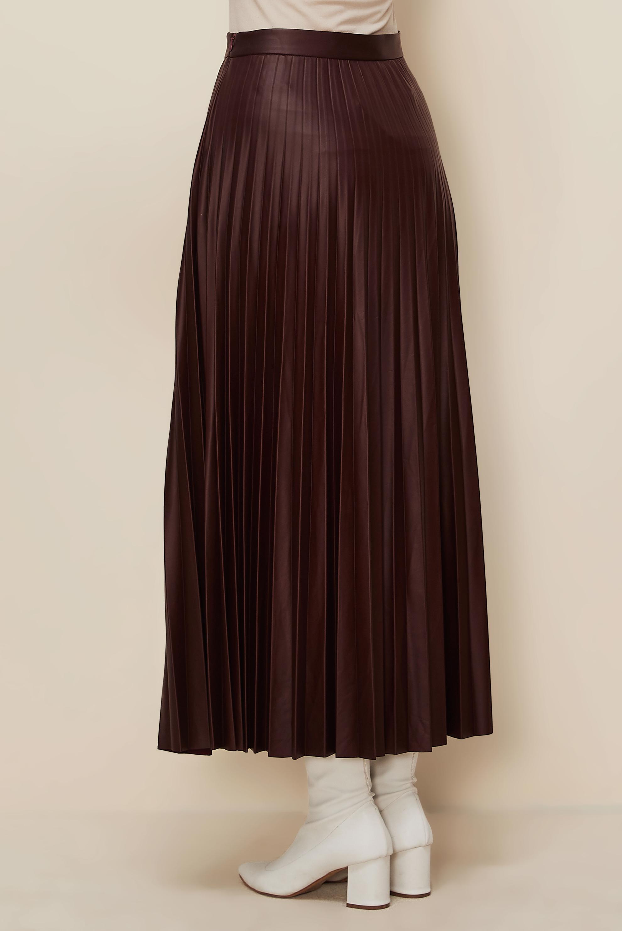 Tesettür giyim BORDO PİLİSELİ ETEK 60723