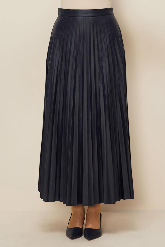 Tesettür giyim LACİVERT PİLİSELİ ETEK 60723 - ALVİNA