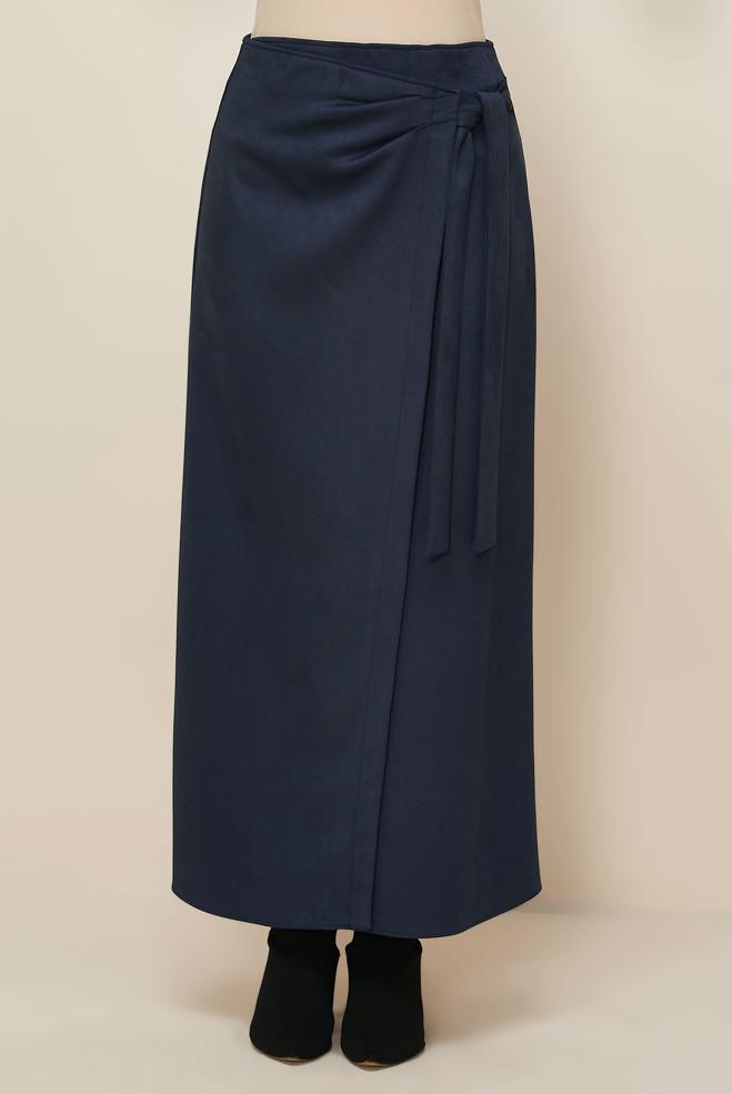 Hijab clothing NAVY BLUE 60725 EDNA SÜET ETEK 38-44 TEK40 - ALVİNA