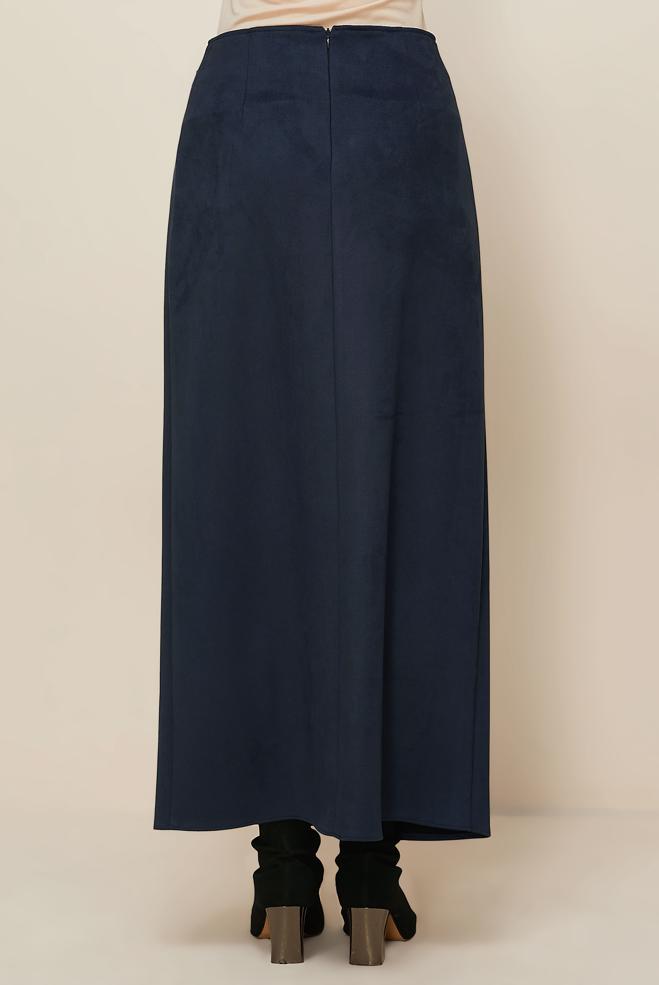 Hijab clothing NAVY BLUE 60725 EDNA SÜET ETEK 38-44 TEK40 - ALVİNA