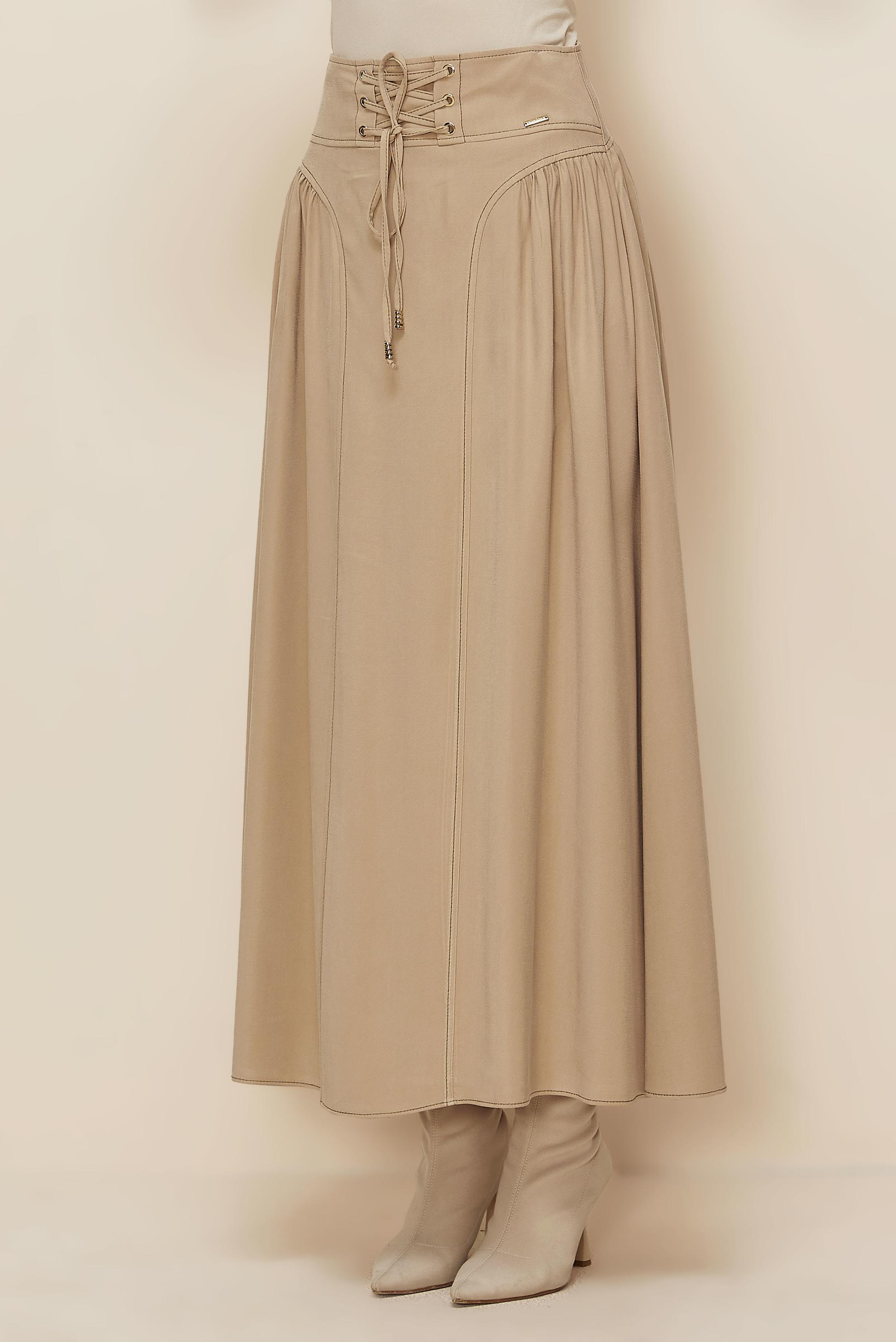 Hijab clothing BROWN SKIRT WITH LACE-UP DETAIL 60728
