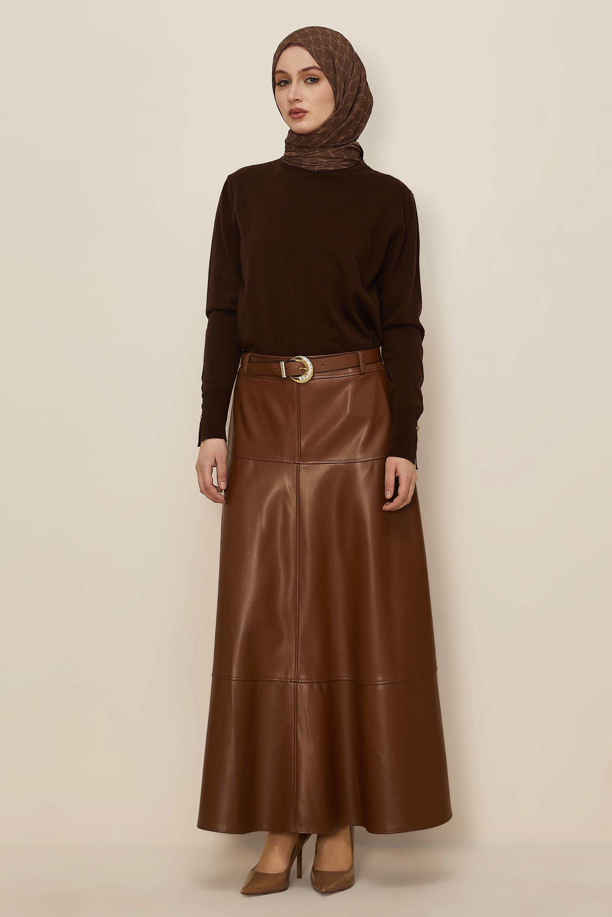 Hijab clothing TABA 60729 ZARA DERİ ETEK 38-46 TEK 40