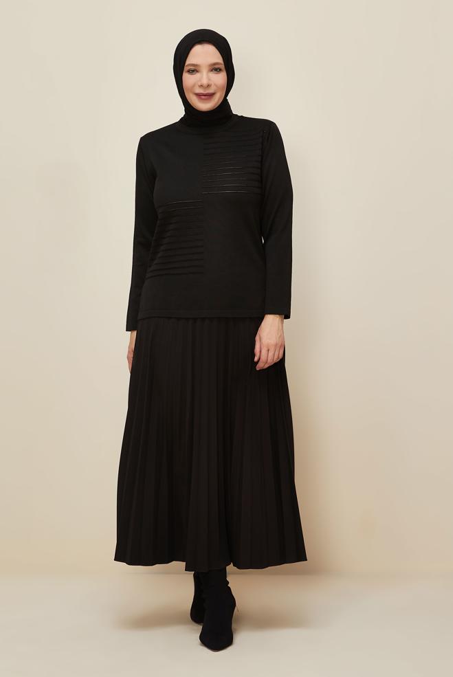 Vêtements hijab NOIR JUPE GRANDE TAILLE 60730 - ALVİNA