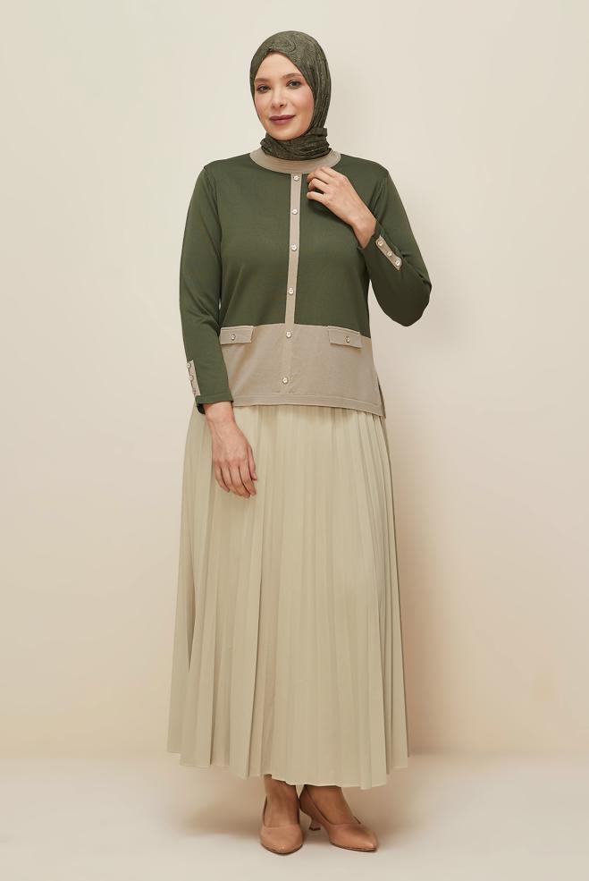 Vêtements hijab BEIGE JUPE GRANDE TAILLE 60730 - ALVİNA