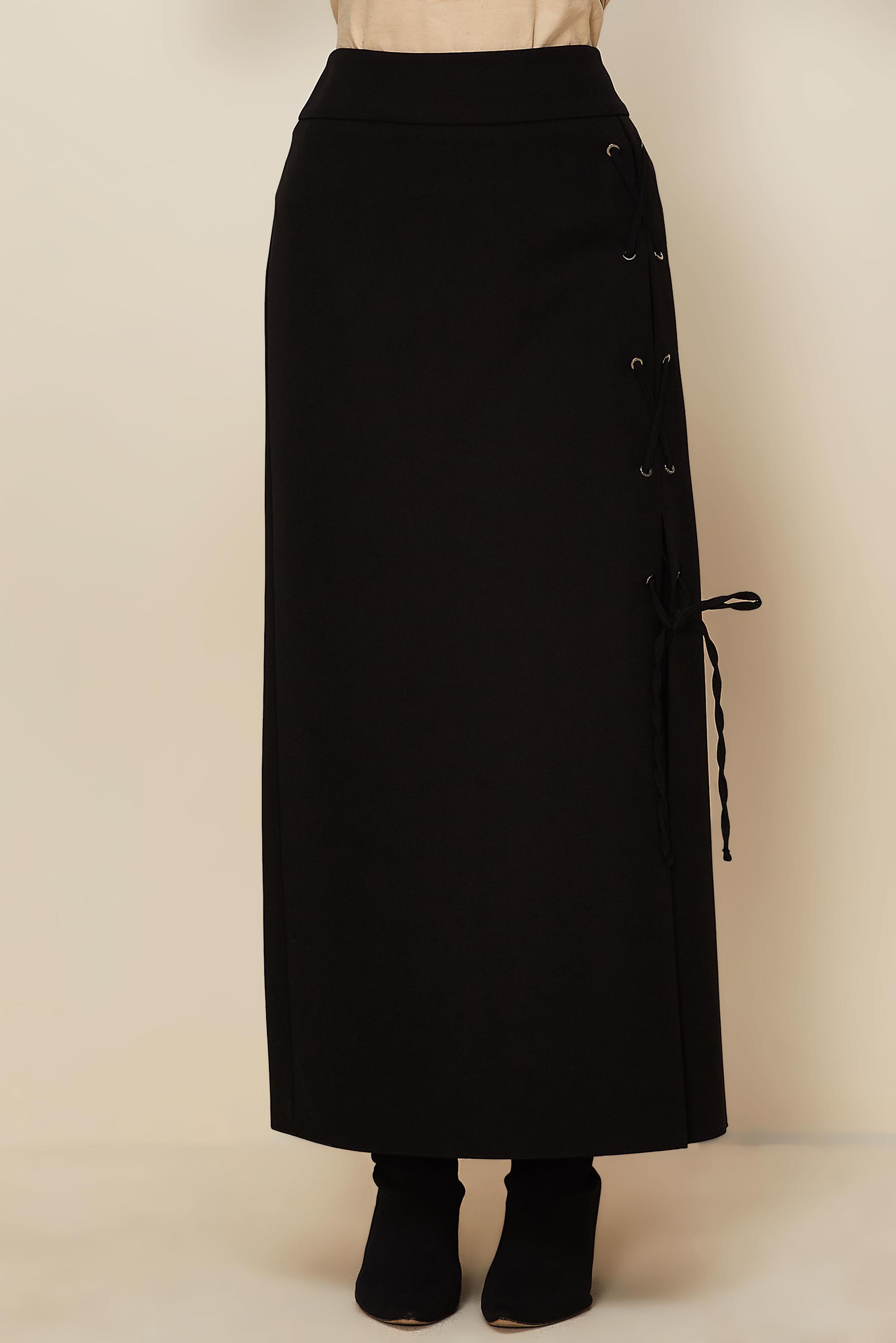 Hijab clothing BLACK LACE UP DETAIL SKIRT 60731
