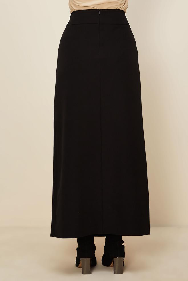 Tesettür giyim SİYAH BAĞCIK DETAYLI ETEK 60731 - ALVİNA