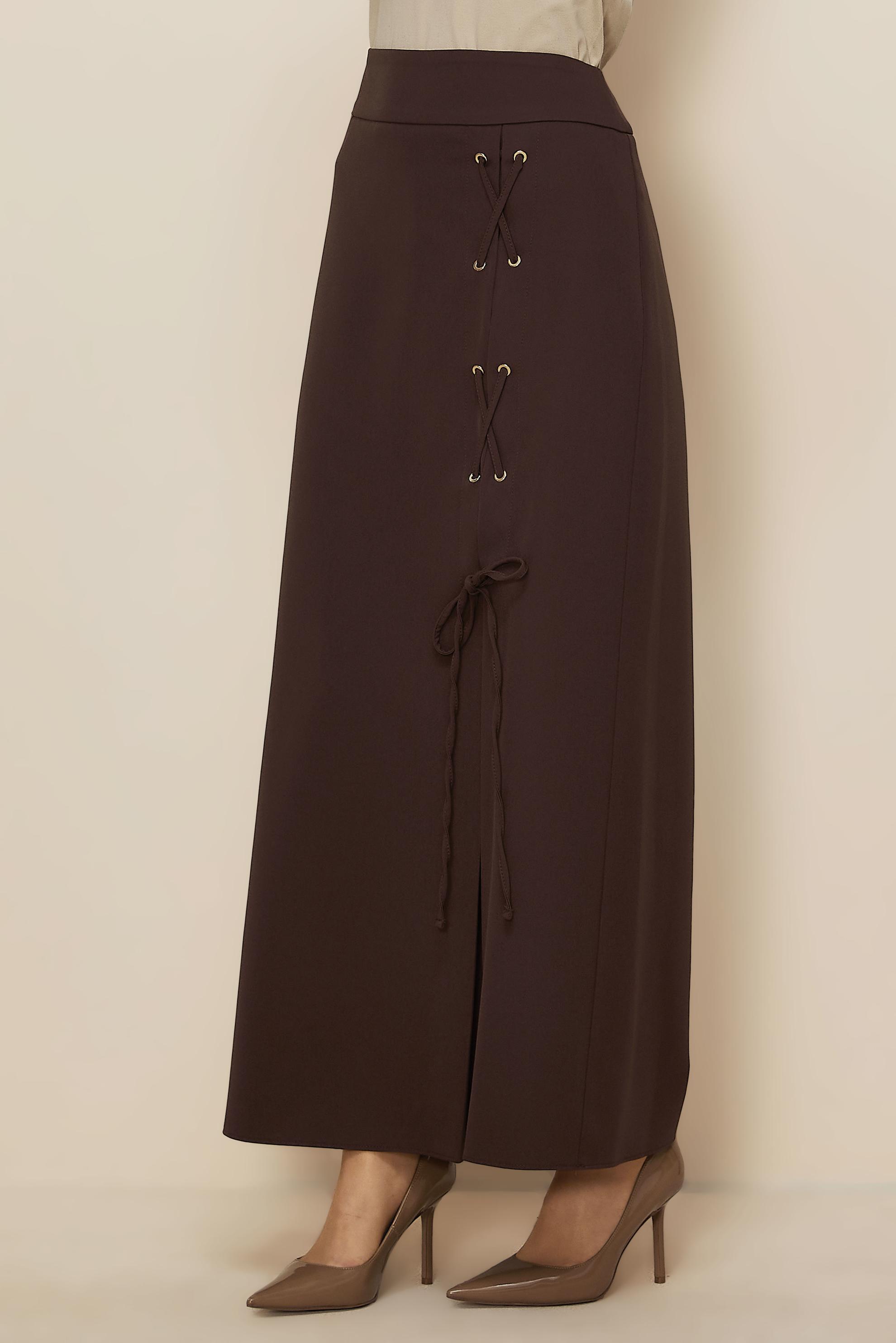 Hijab clothing BROWN LACE UP DETAIL SKIRT 60731