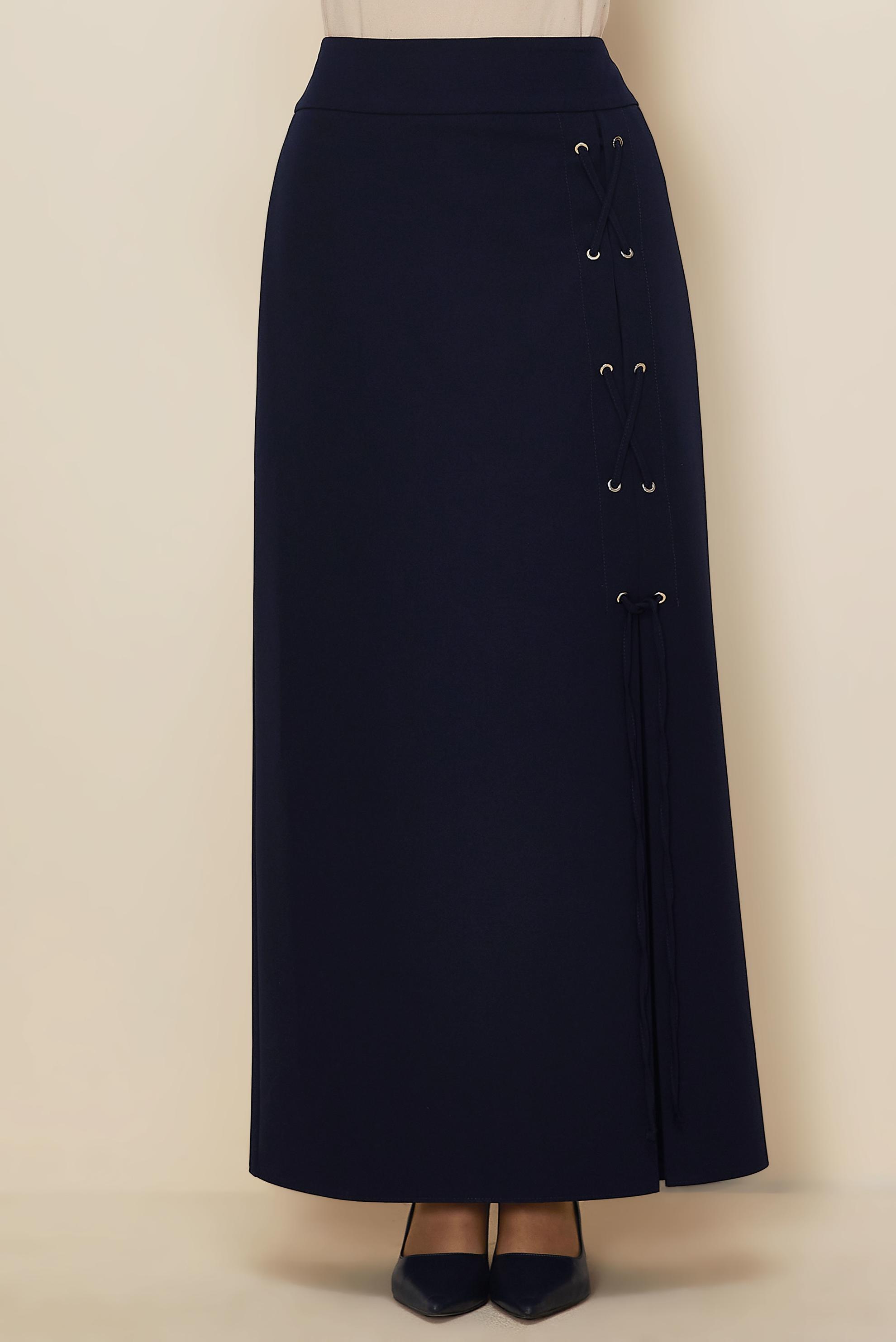 Hijab clothing NAVY BLUE LACE UP DETAIL SKIRT 60731