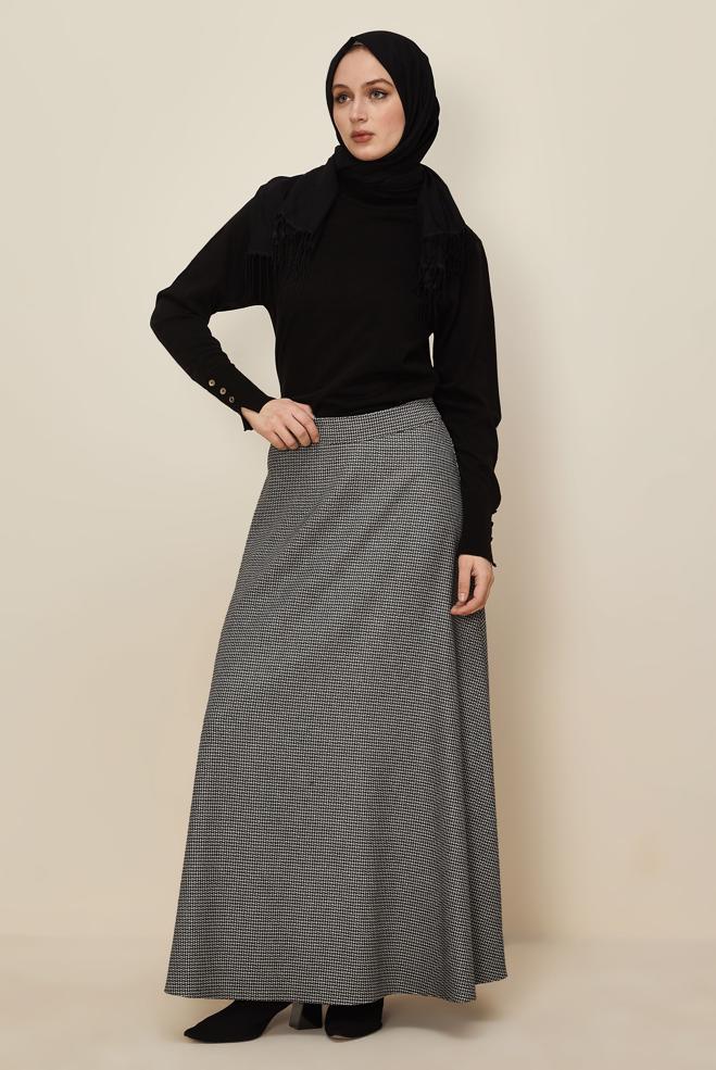 Tesettür giyim SİYAH ÇAN ETEK 60734 - ALVİNA