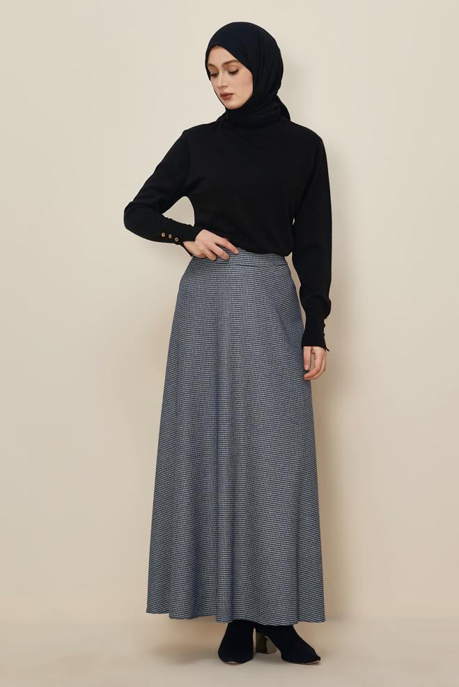 Tesettür giyim LACİVERT ÇAN ETEK 60734 - ALVİNA