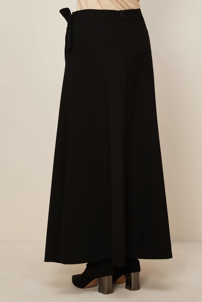 Tesettür giyim SİYAH BAĞLAMA DETAYLI ETEK 60737 - ALVİNA